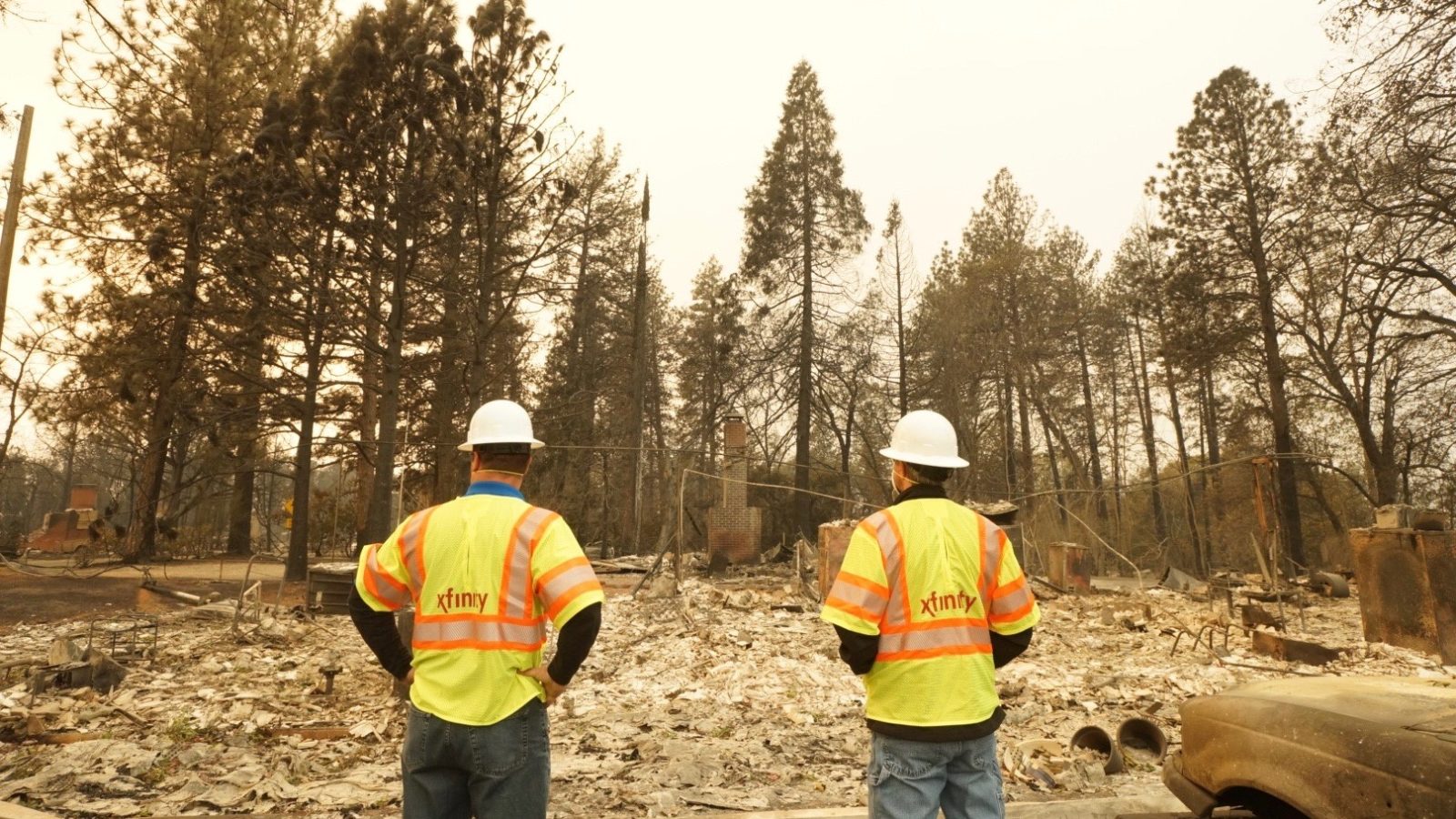 xfinity workers standing in rumble