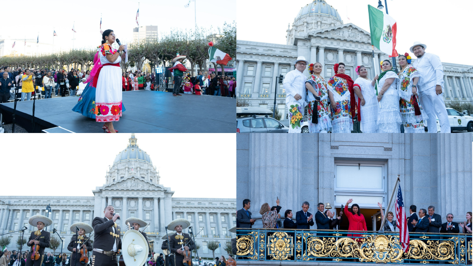 Collage of photos of El Grito en el Mundo Fiestas Patrias 2022.