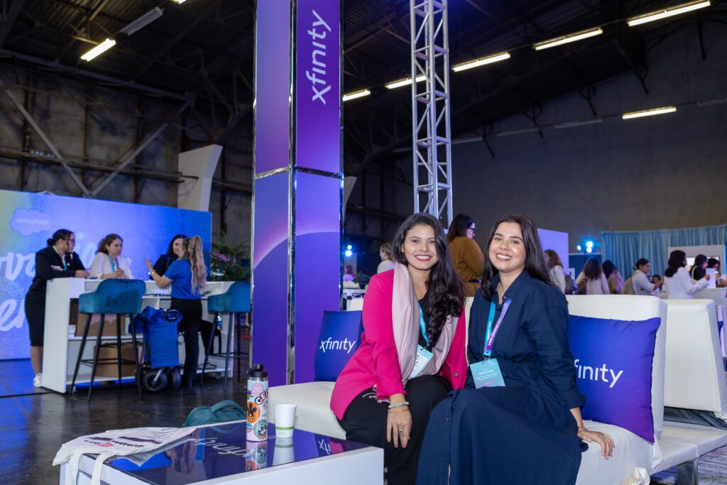 Attendees enjoy the Xfinity lounge at the Latinas in Tech Summit on Thursday, May 16, 2024 in San Francisco