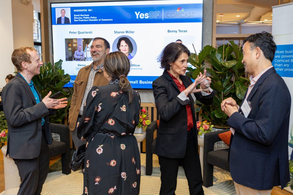 Networking of entrepreneurs and experts at Comcast's "Scaling for Success" event, part of the Small Business Week series, held at Yes SF Headquarters on Thursday, May 8th, 2025, in San Francisco.