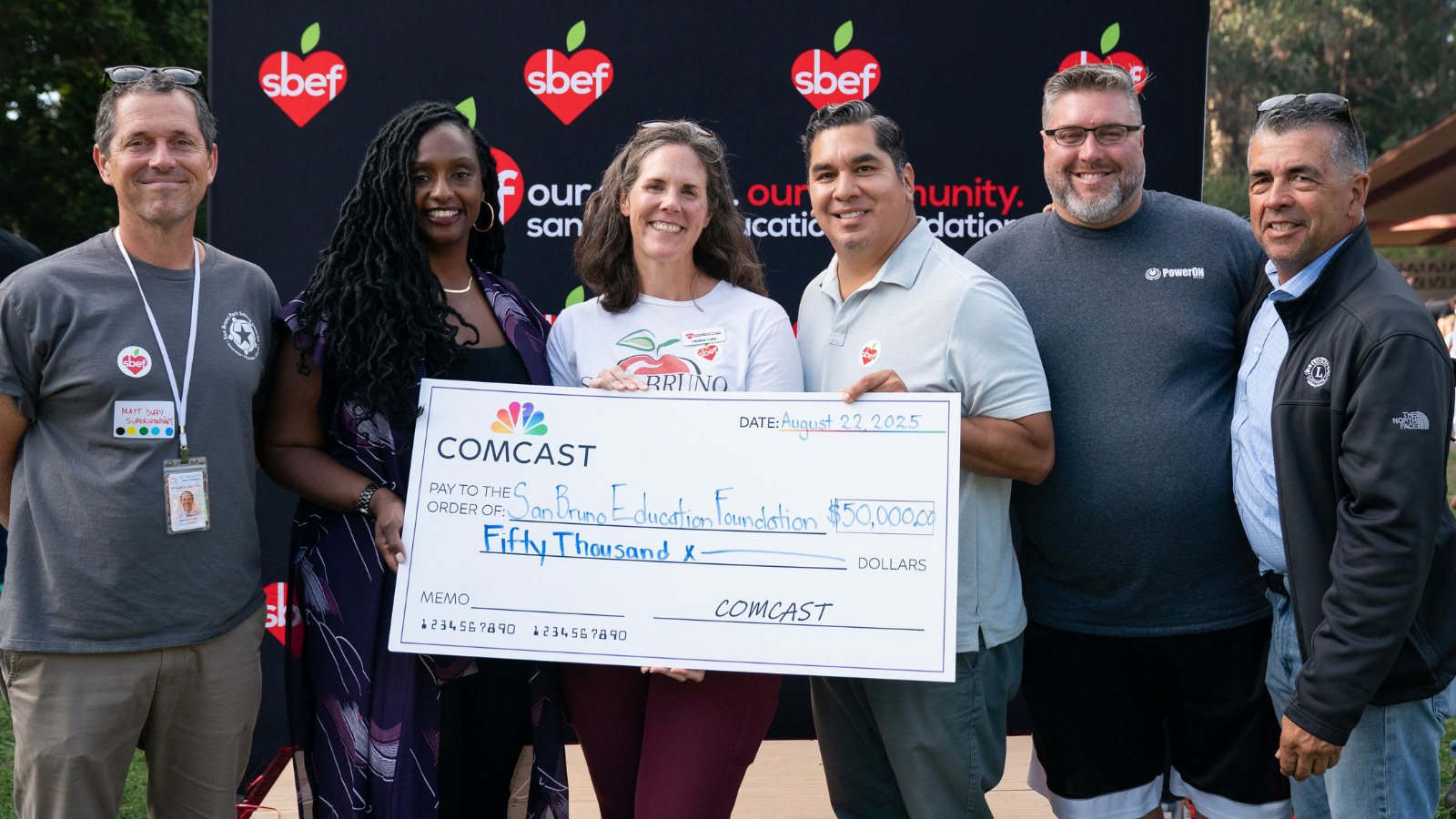 Comcast Donates $50,000 to San Bruno Education Foundation (SBEF)